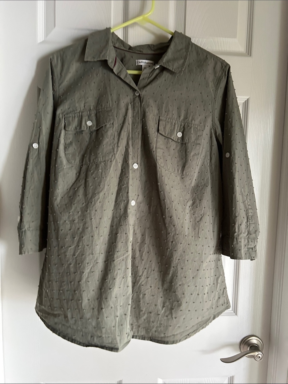 Olive Green Button-Down Women Shirt